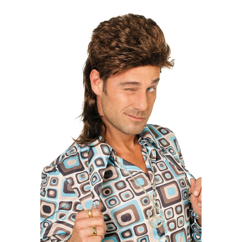 Johnny Mullet Pruik Bruin