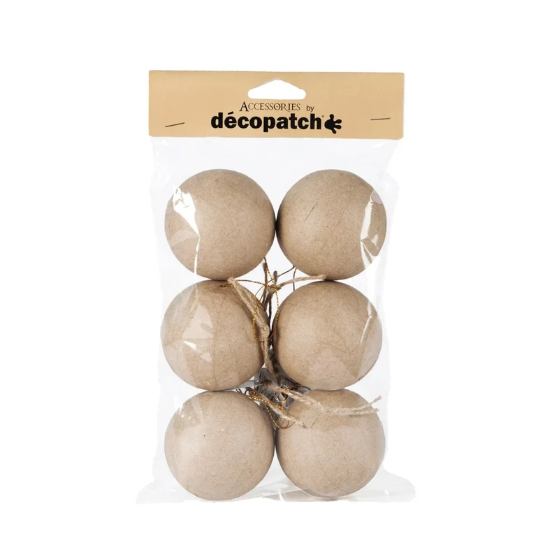 Papier-maché figuren - kerstballen - 6 stuks