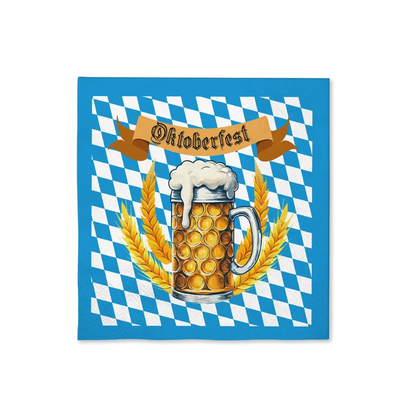 Oktoberfest Servetten Blauw Wit 16 Stuks