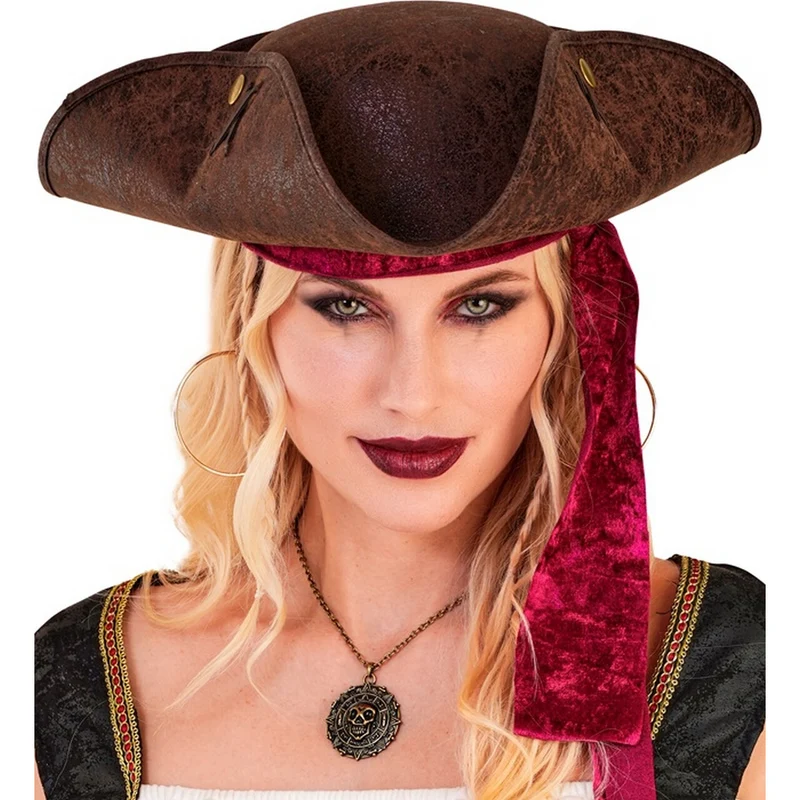 Driesteek Piratenhoed Bruin
