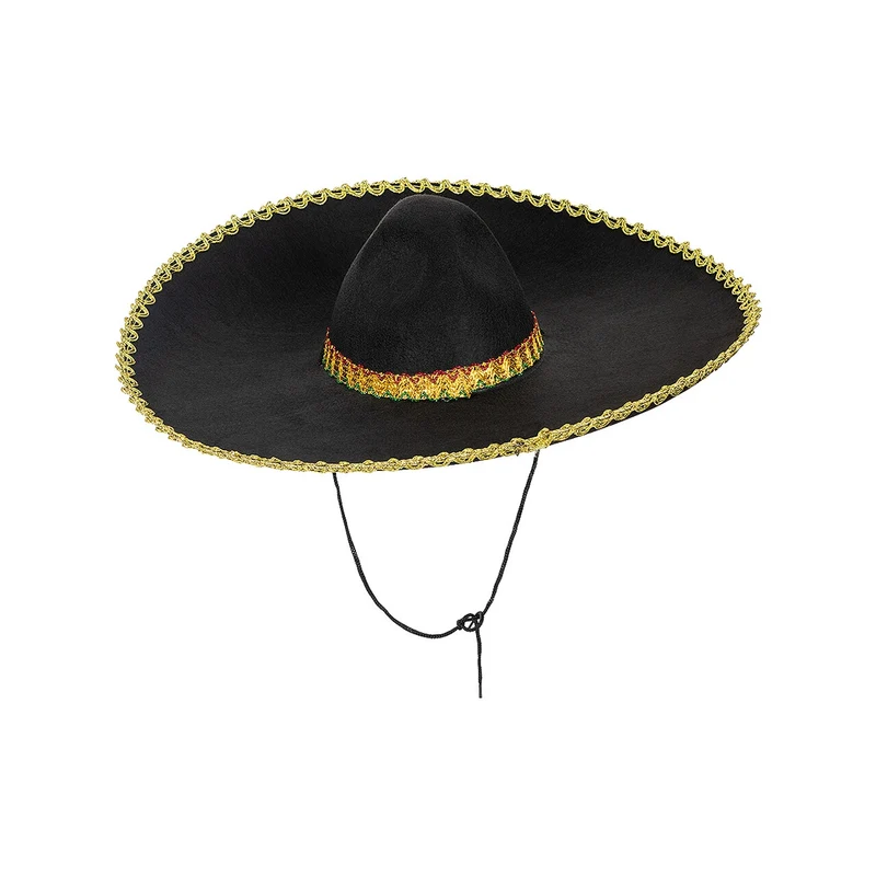 Mariachi Hoed Zwart Met Gouden Rand