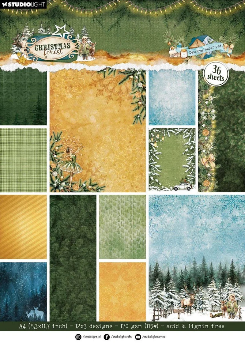 Studio Light Die-cut paper pad - Christmas Forest