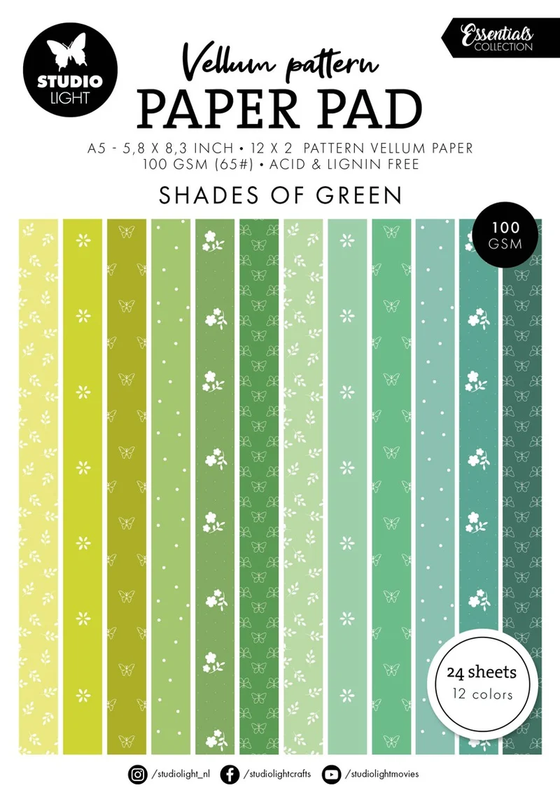 Studio Light Vellum paper pad - Spring Green