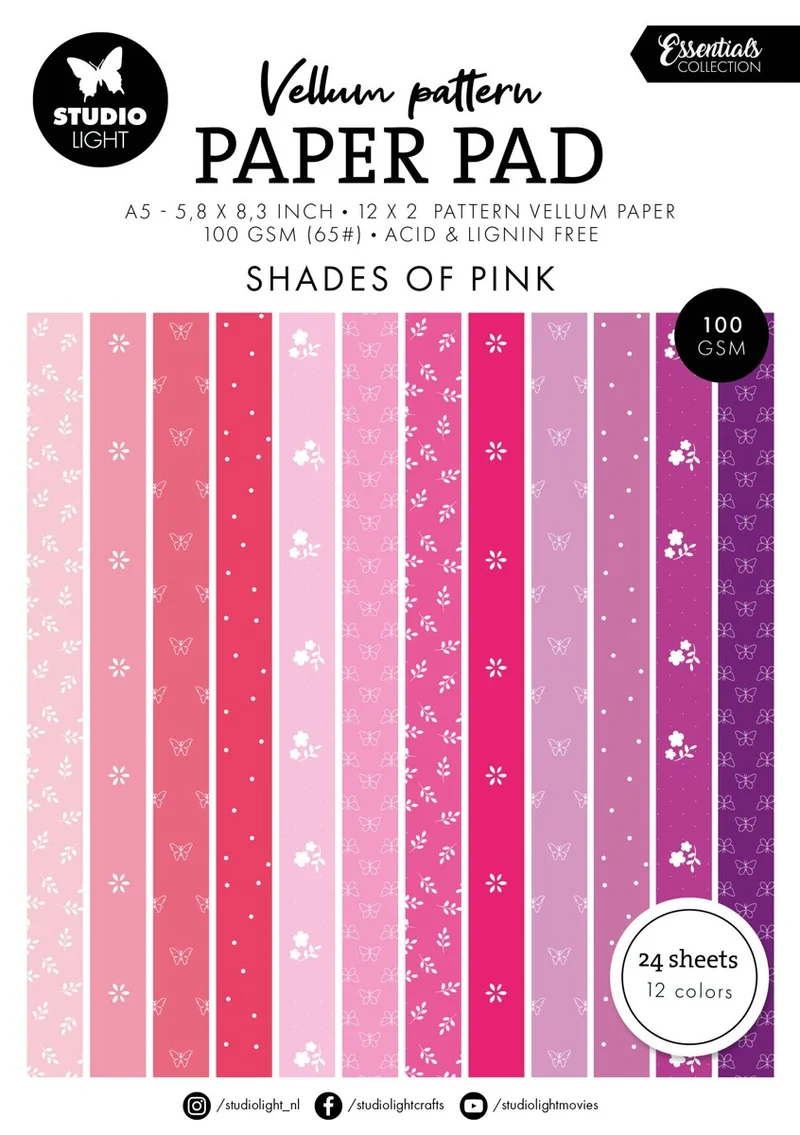 Studio Light Vellum paper pad - Spring Pink
