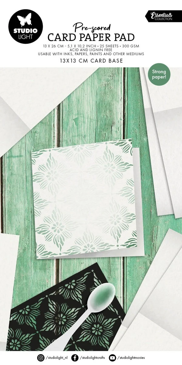 Studio Light Card paper pad - pre-scored 13x13 cm