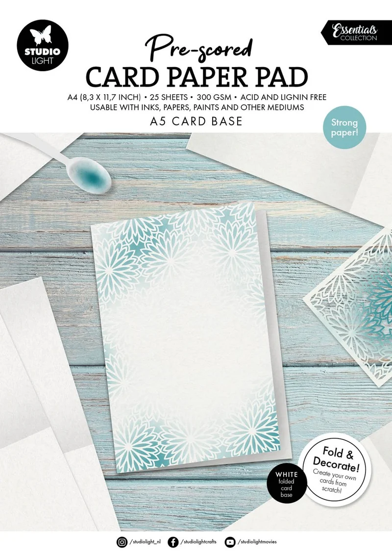 Studio Light Card paper pad - pre-scored A5