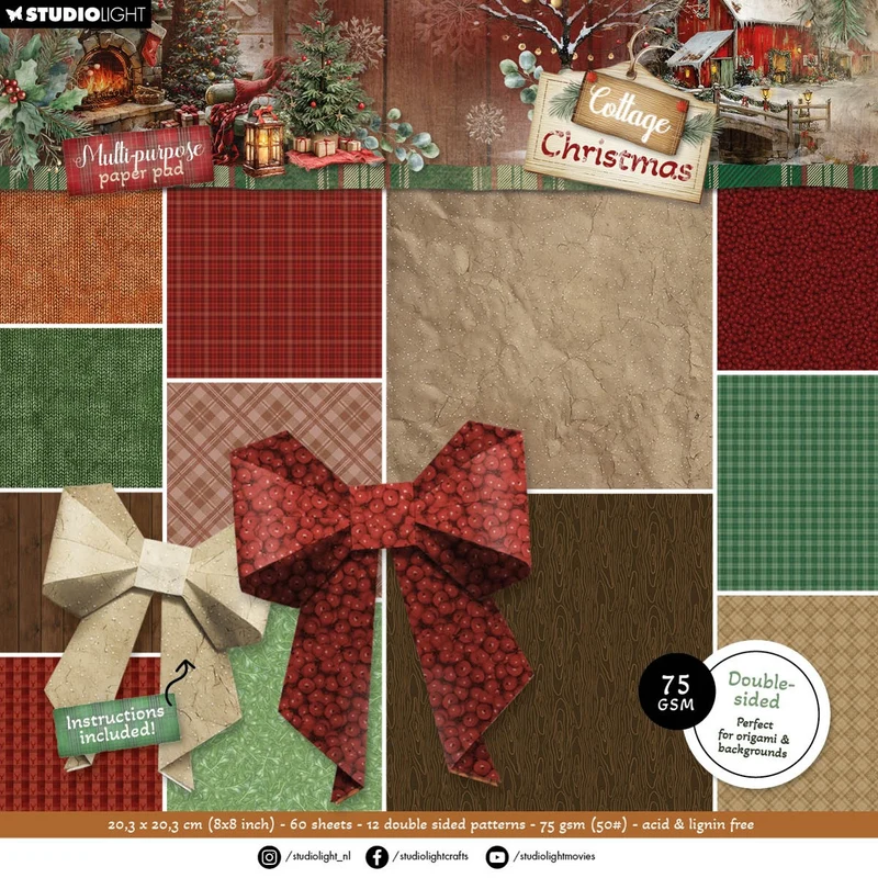 Studio Light Background paper pad - Cottage Christmas