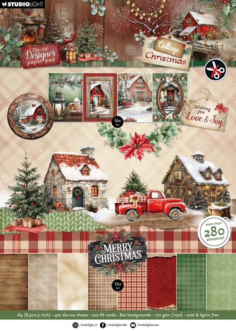 Studio Light Die-cut paper pad - Cottage Christmas