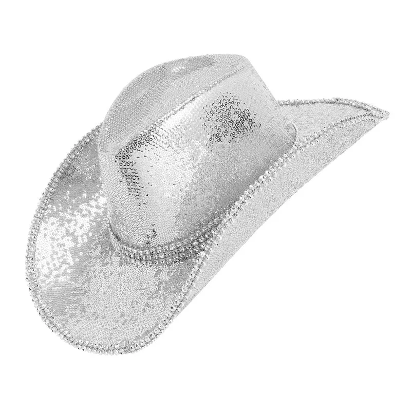 Zilveren Glitter Cowboyhoed Met Strass