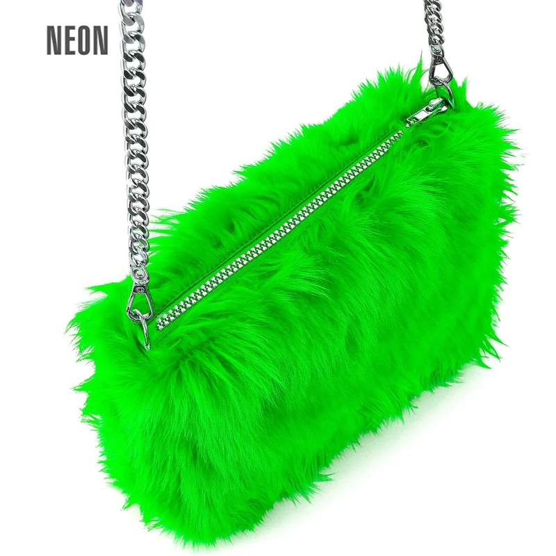 Zachte Pluche Hand Tas Neon Groen