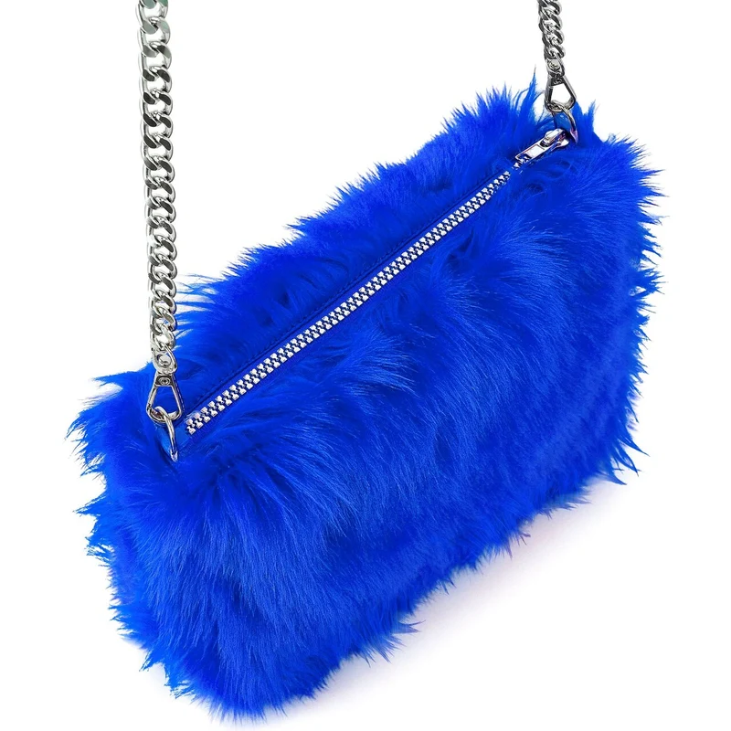 Zachte Pluche Hand Tas Blauw