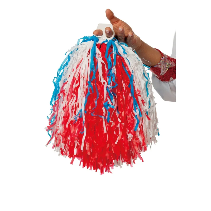 Cheerleader Pret Pompom Rood Wit Blauw 1 Stuk