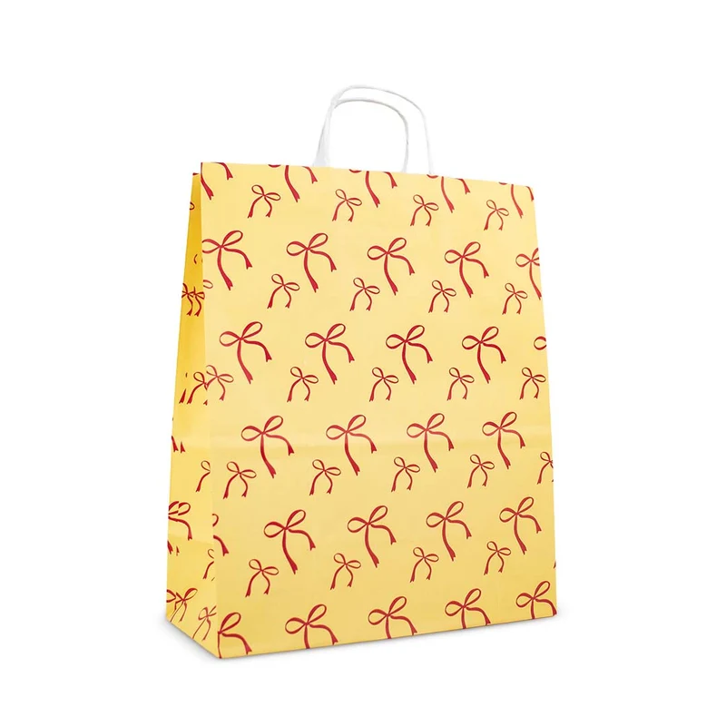 50x papieren tasjes Bows Yellow A5