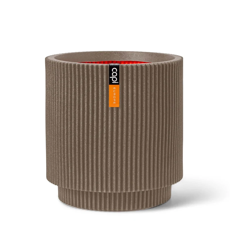 Vaas cilinder Groove NL 44x46 warm taupe