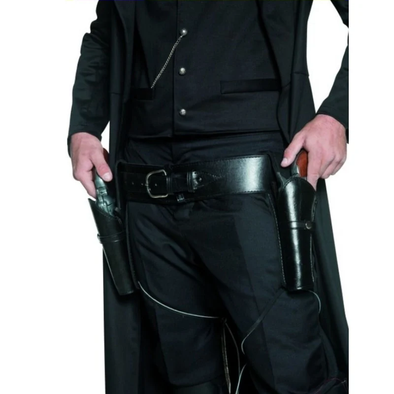 Western Riem Met Dubbele Holster Zwart Volwassen