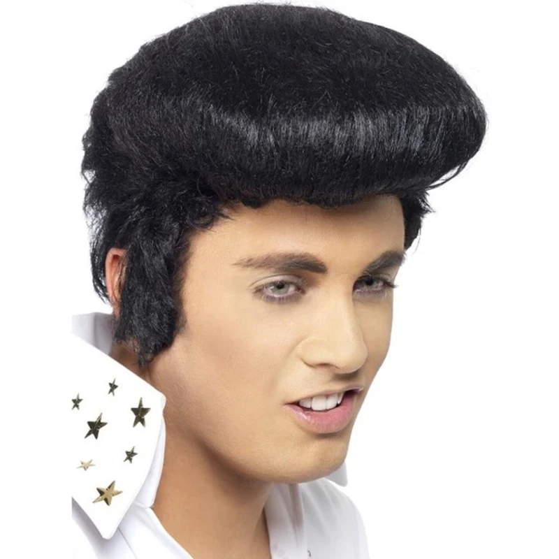 Officiele Zwarte Elvis Pruik Met Vetkuif