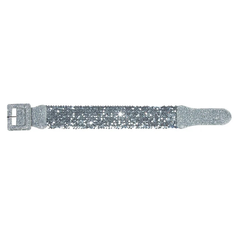 Rekbare Pailletten Riem Zilver