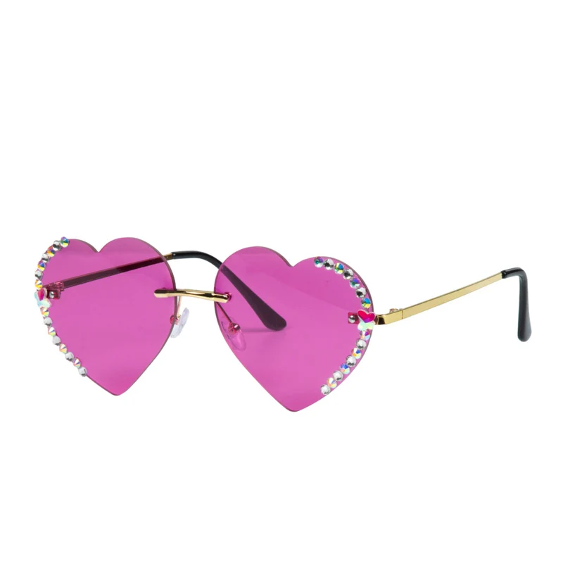 Roze Hartjes Bril Met Diamantjes