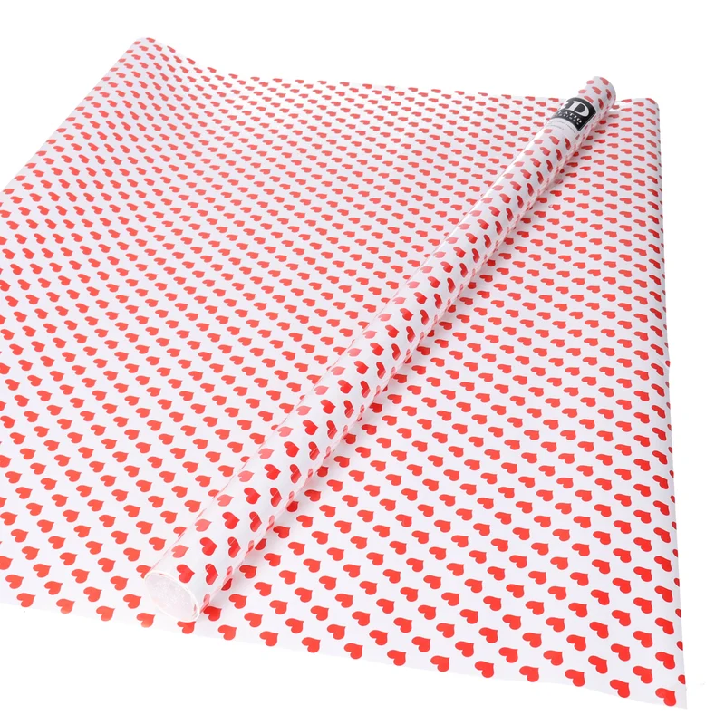Bellatio Decorations Cadeaupapier Hartjes Print - 200x70 cm - Liefdevol