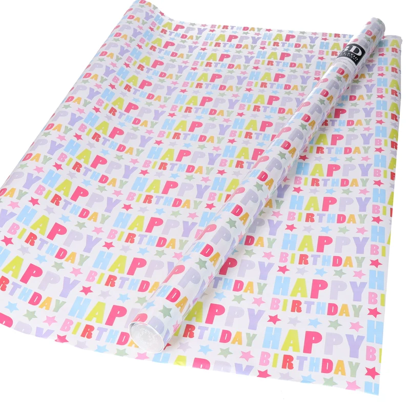 Bellatio Decorations Verjaardag Cadeaupapier - Happy Birthday - 200x70 cm
