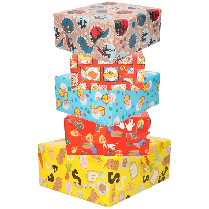 Bellatio design Inpakpapier Sinterklaas - 5x rollen - 200x70 cm - cadeaupapier