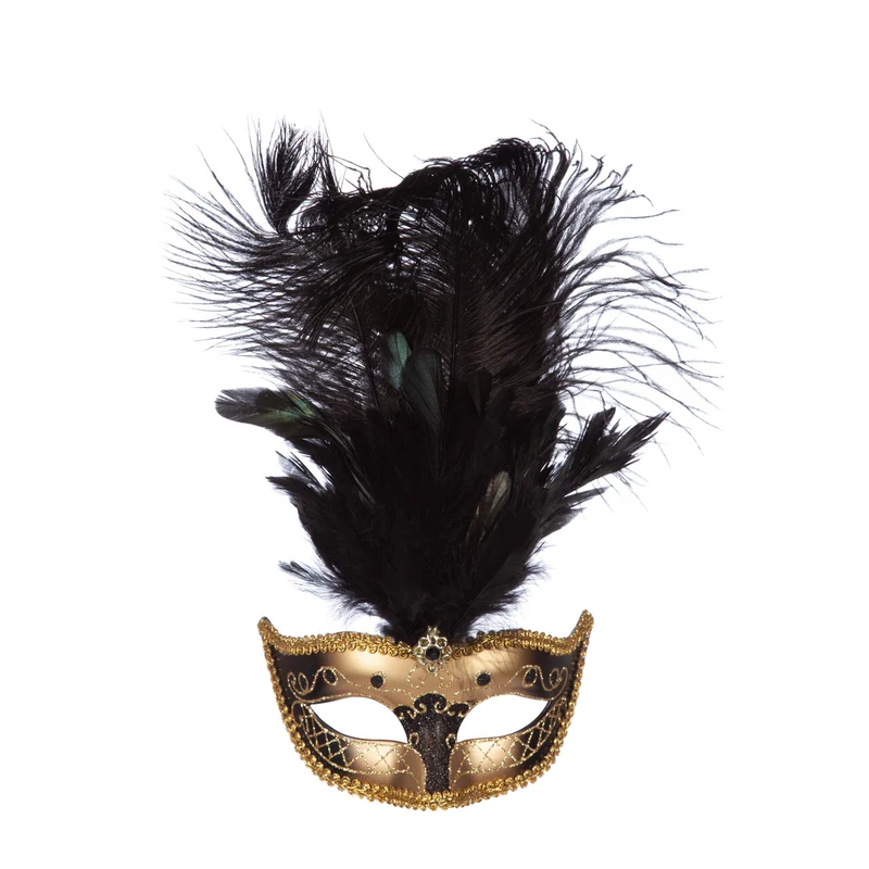 Opvallend Venetiaans Masker Zwart Emerald Beauty Gold