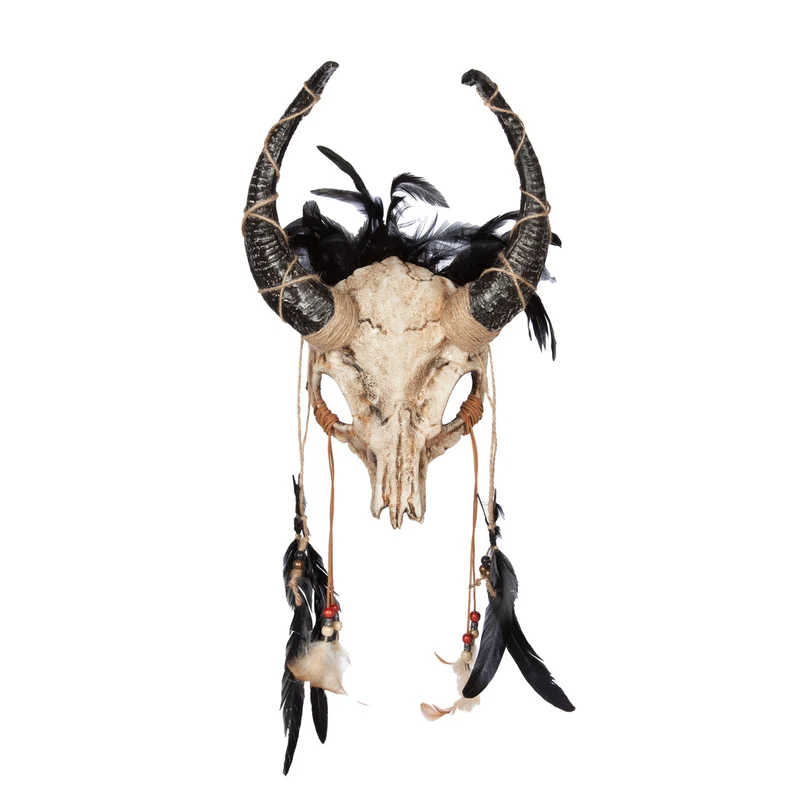 Wit Sjamanistisch Schedelmasker Met Hoorns