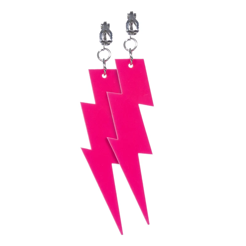 Oorbellen Bliksem Neon Roze