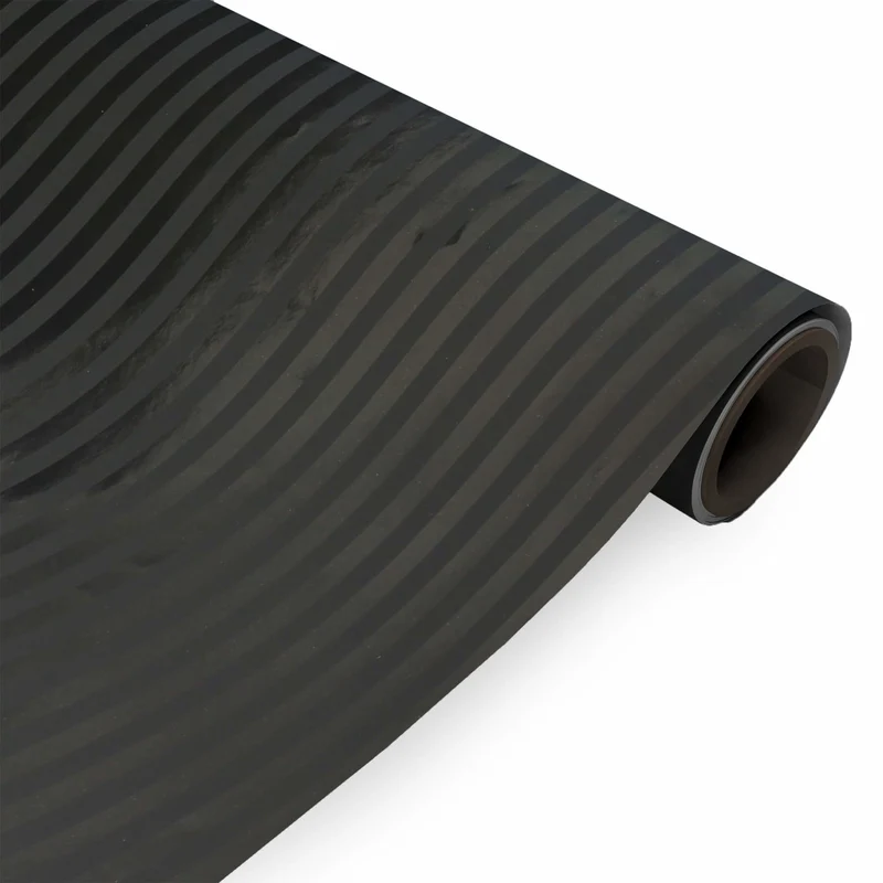 Inpakpapier Zwart/grijs Gemetalliseerde strepen 50cm x 100mtr