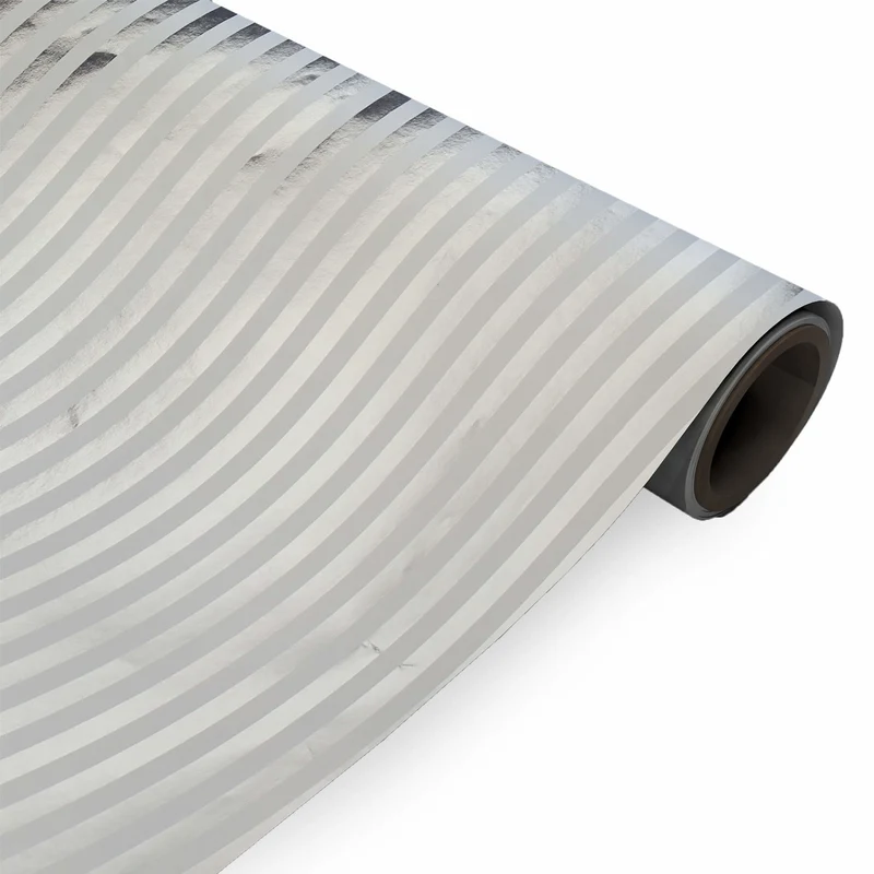 Inpakpapier Wit Zilveren strepen 50cm x 100mtr - dessin ZP12