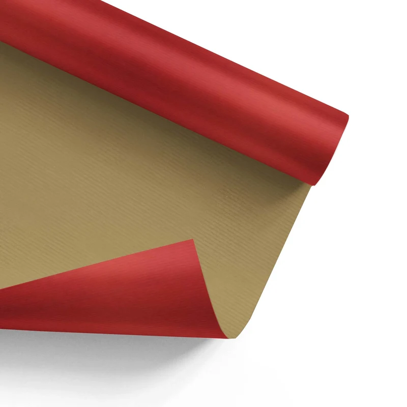 Inpakpapier Rood + Goud 30cm x 200mtr