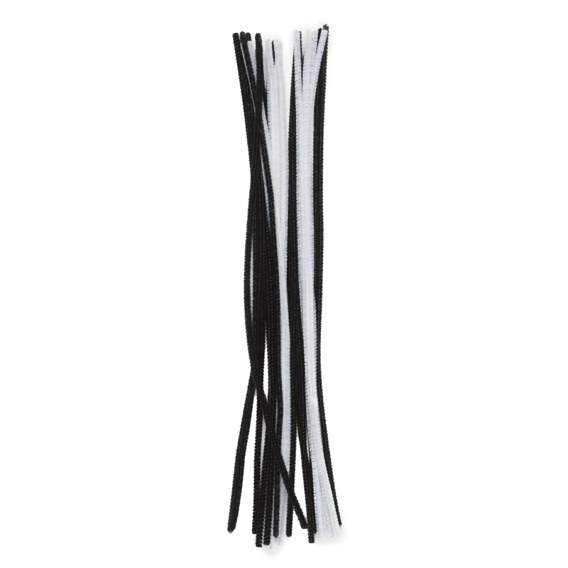 Chenilledraad - 25 stuks - zwart en wit