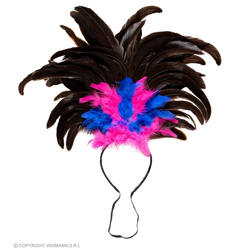 Hoofdband Met Veren Belem Zomer Carnaval Roze Blauw