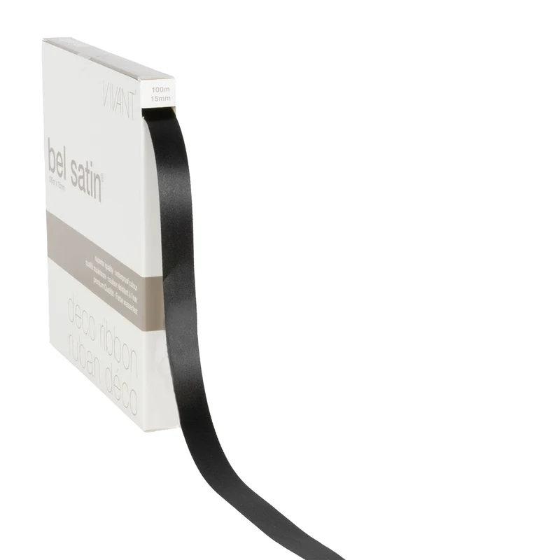 Lint satijn Zwart MEDIUM (15mm x 100m)