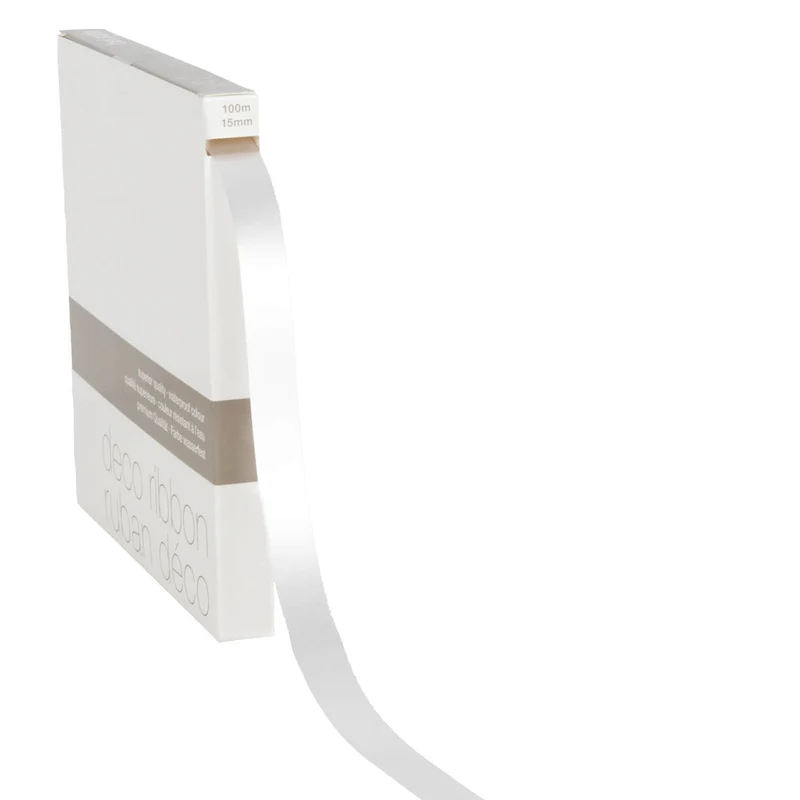 Lint satijn Wit MEDIUM (15mm x 100m)