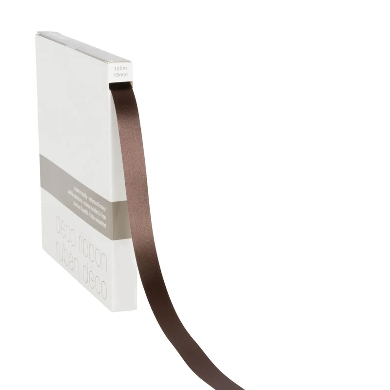 Lint satijn Donker Bruin MEDIUM (15mm x 100m)