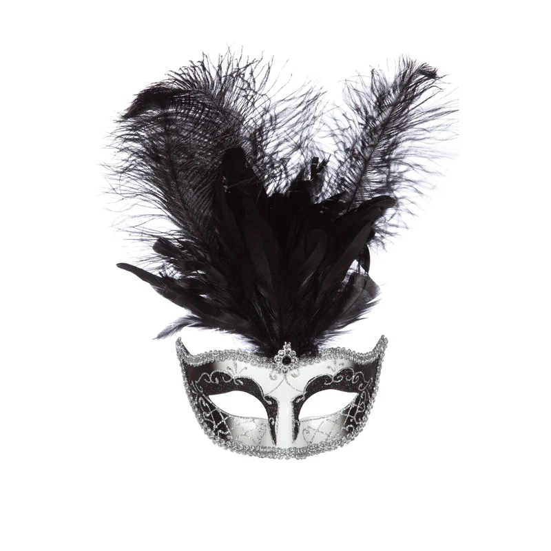 Opvallend Venetiaans Masker Zwart Emerald Beauty Silver