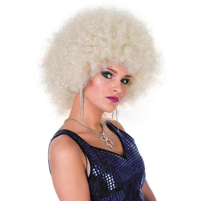 Grote Blonde Diva Afro Pruik