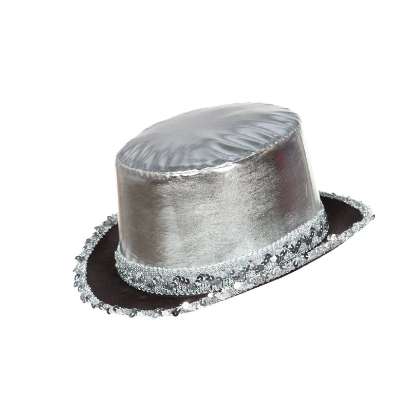 Hoge Hoed Silver Shine Met Paillettenband