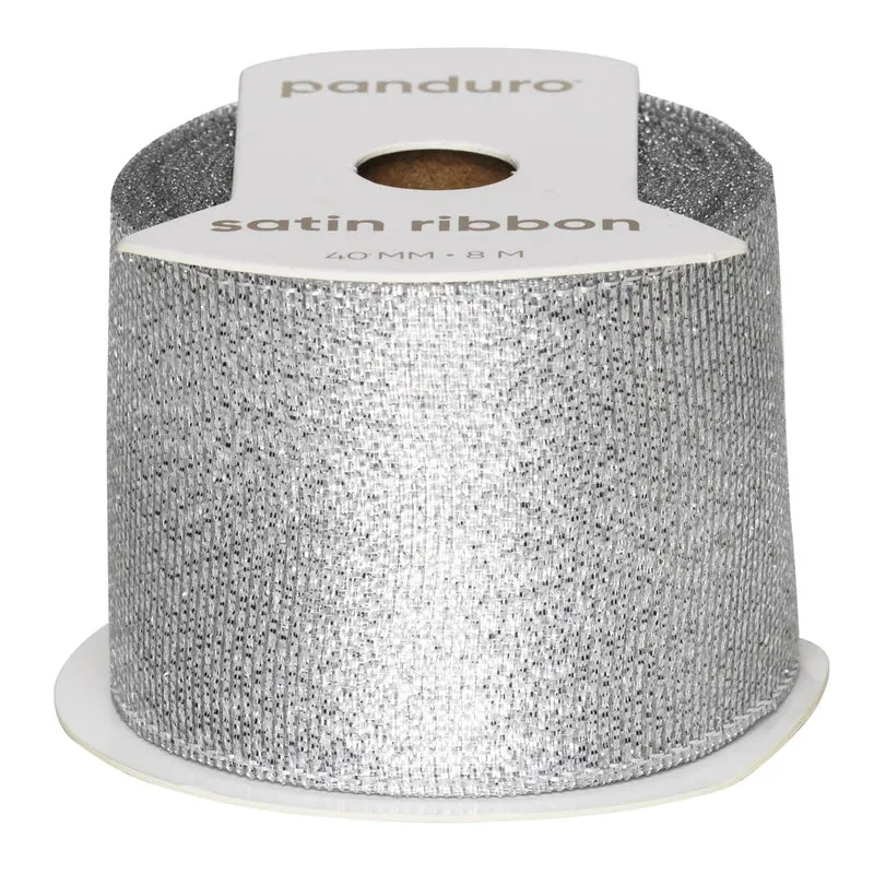 Lint - 8 meter - 40 mm - zilver glitters