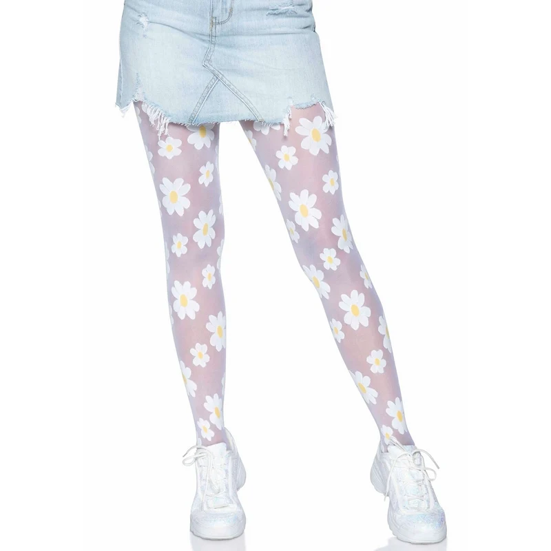 Madeliefjes Bloemen Panty Wit