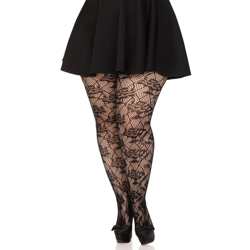 Panty Flower Garden Zwart Plus Size