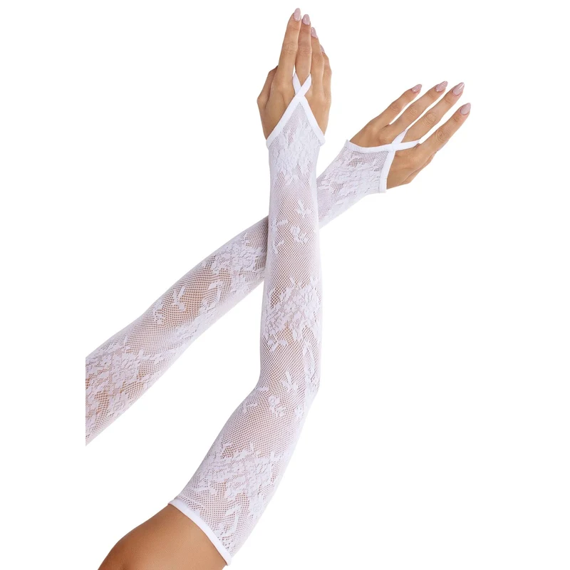 Floral Net Extra Long Gauntlet Arm Warmers