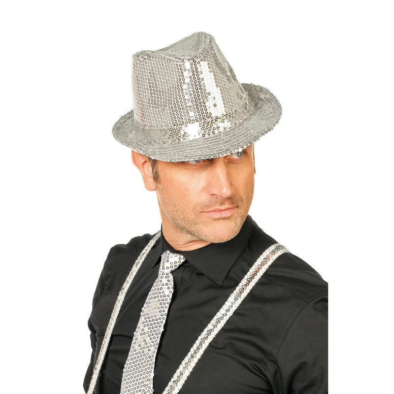 Mister Showman Gangsterhoed Pailletten Zilver
