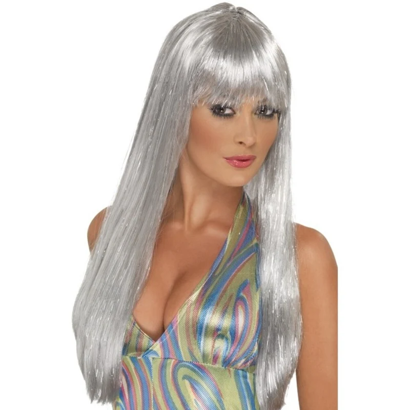 Glitter Disco Pruik Vrouw