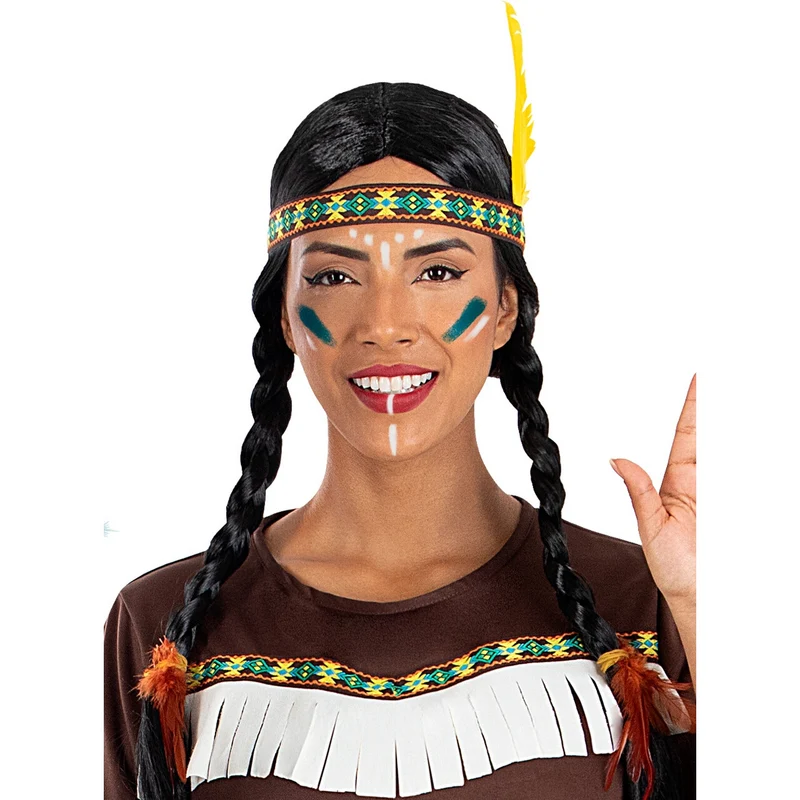 Indianen Hoofdband Met Gele Veer