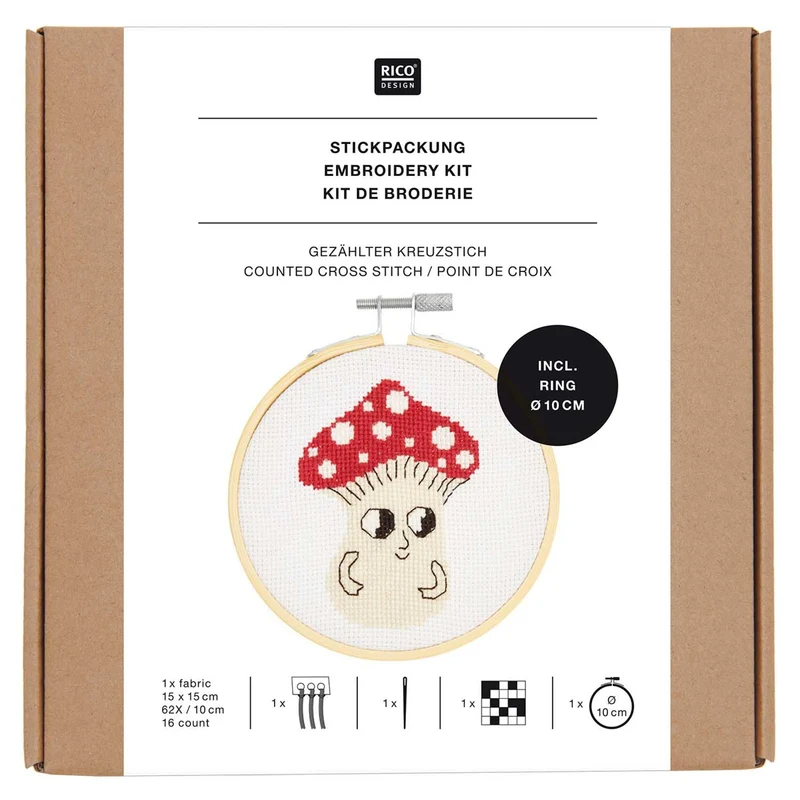 Rico Design borduurpakket - kruissteek paddenstoel