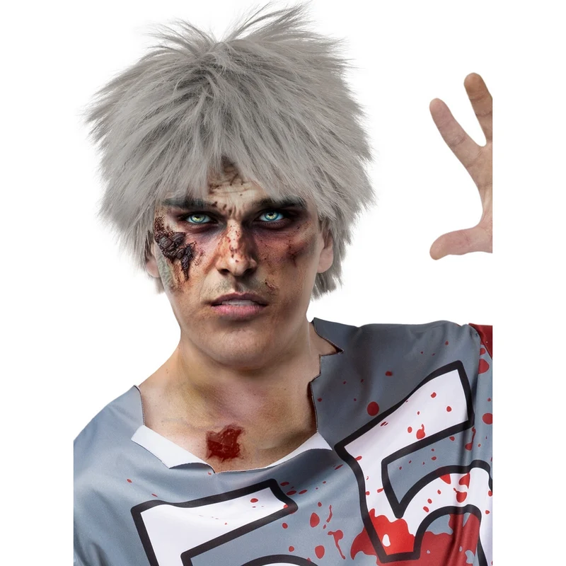 Grijze Zombie Punker Pruik