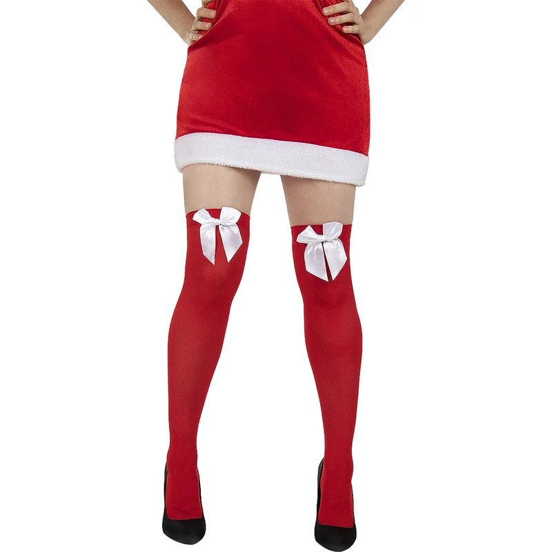 Rode Kousen Met Witte Strik Xmaslegs