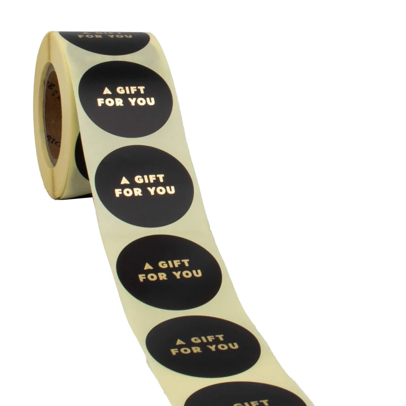 500x Sticker 'A gift for you' Zwart-Goud 40mm